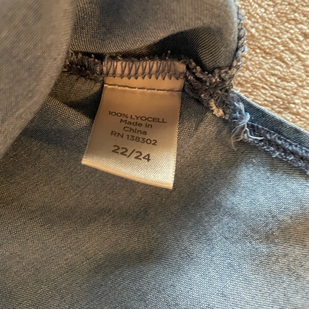 Soft Denim Relaxed Button Down Shirt – Cutout Shoulder, 3X - Picture 6 of 9